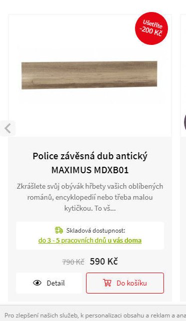 Police závěsná dub antický MAXIMUS MDXB01