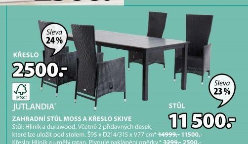 Zahradní stůl Moss a křeslo Skive