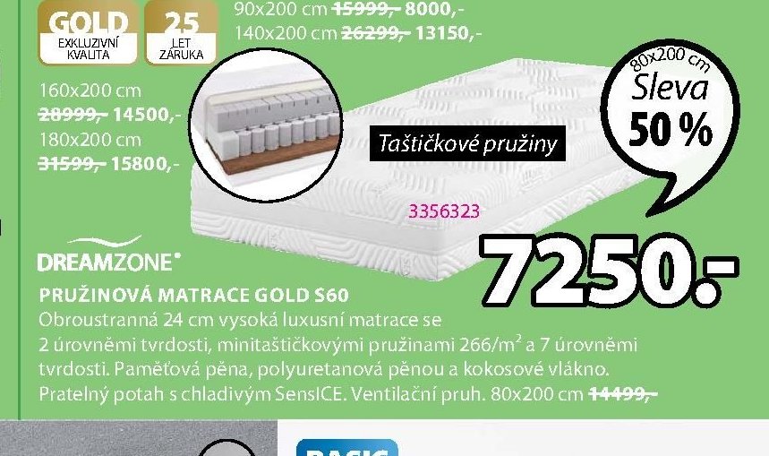 Pružinová matrace GOLD S60