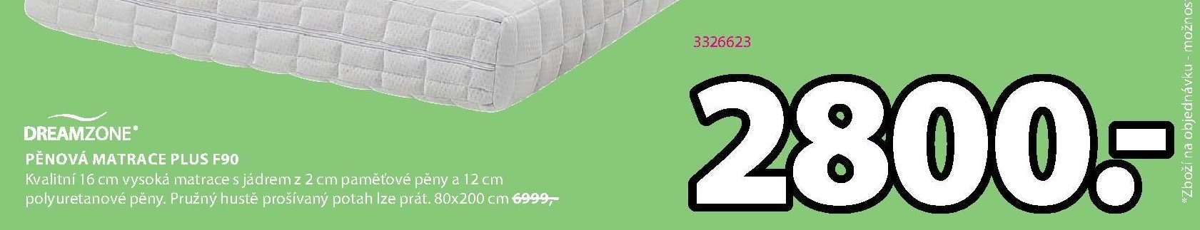 DREAMZONE PĚNOVÁ MATRACE PLUS F90 80x200 cm