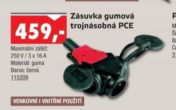Zásuvka gumová trojnásobná PCE