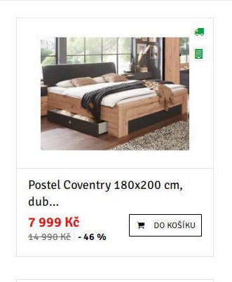 Postel Coventry 180x200 cm, dub...