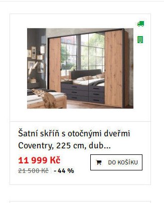 Šatní skříň s otočnými dveřmi Coventry, 225 cm, dub...