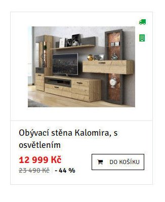 Obývací stěna Kalomira, s osvětlením
