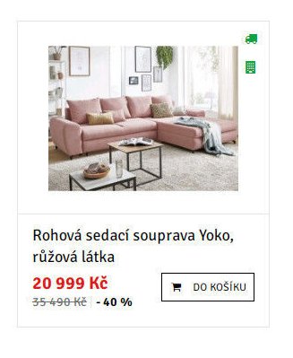 Rohová sedací souprava Yoko, růžová látka
