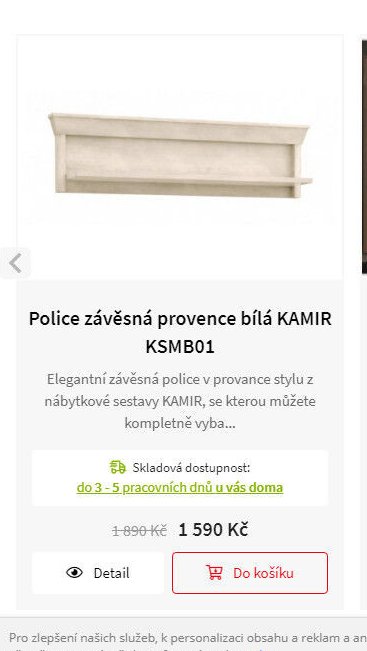 Police závěsná provence bílá KAMIR KSMB01