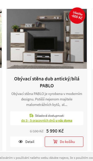 Obývací stěna dub antický/bílá PABLO