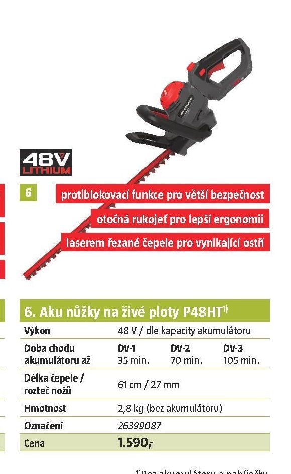 6. Aku nůžky na živé ploty P48HT