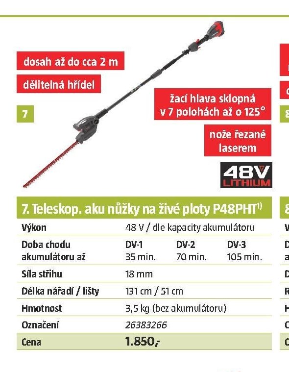 Teleskop. aku nůžky na živé ploty P48PHT