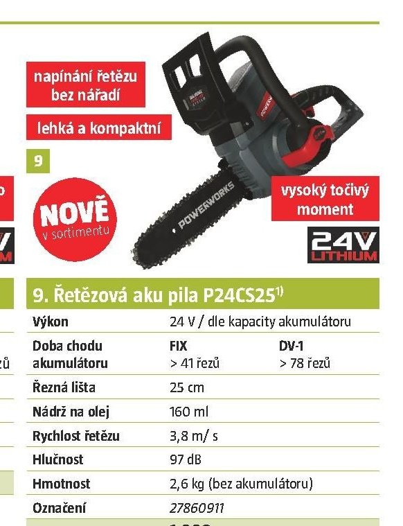 Řetězová aku pila P24CS25