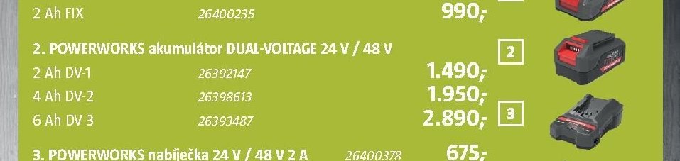 POWERWORKS akumulátor DUAL-VOLTAGE 24 V / 48 V