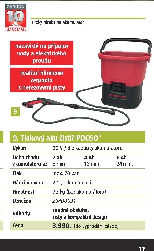 Tlakový aku čistič PDC60