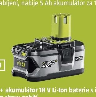 RYOBI ONE+ akumulátor 18 V Li-Ion baterie 2,5 Ah