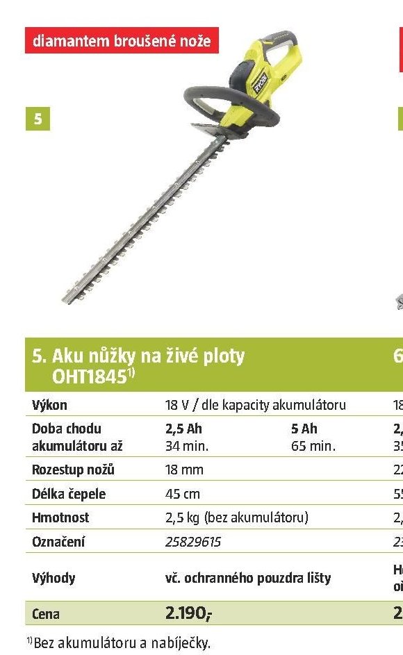 5. Aku nůžky na živé ploty OHT1845