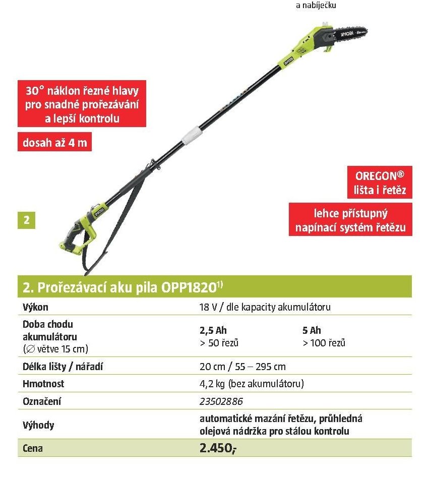 Prořezávací aku pila OPP1820