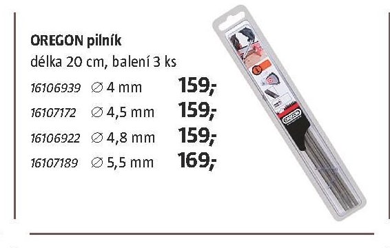 OREGON pilník délka 20 cm, balení 3 ks