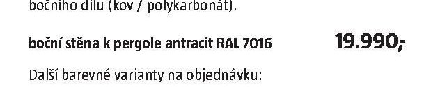 Boční stěna k pergole antracit RAL 7016