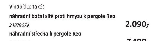náhradní boční sítě proti hmyzu k pergole Reo