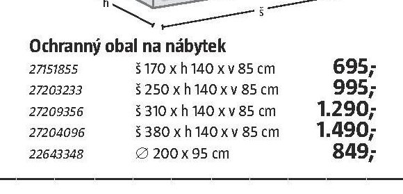 Ochranný obal na nábytek 170 x 140 x 85 cm