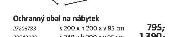 Ochranný obal na nábytek 200 x 200 x 85 cm