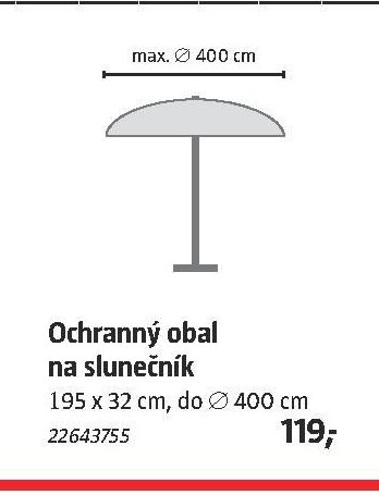 Ochranný obal na slunečník 195 x 32 cm, do 400 cm