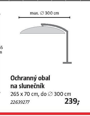 Ochranný obal na slunečník 265 x 70 cm, do 300 cm