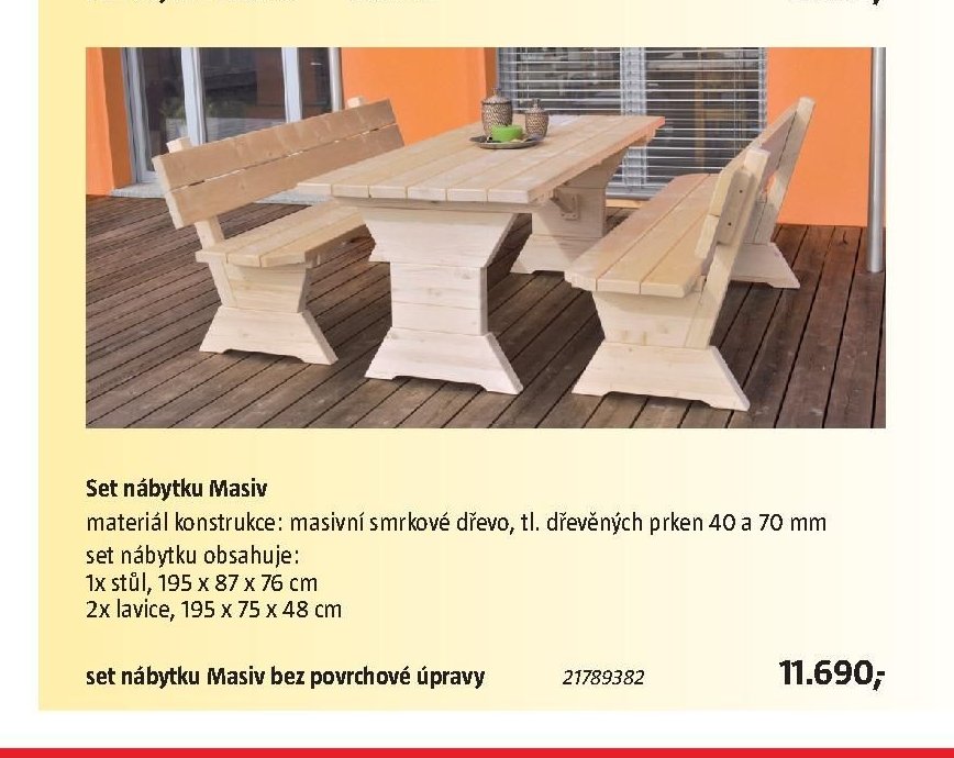 Set nábytku Masiv bez povrchové úpravy