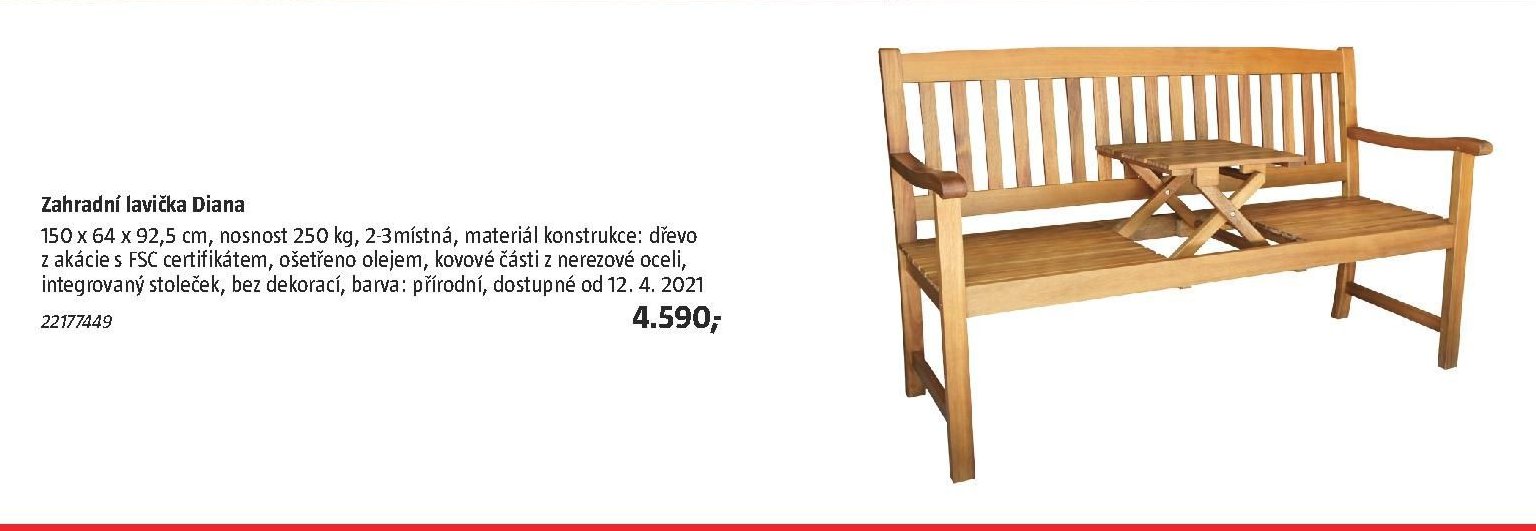 Zahradní lavička Diana