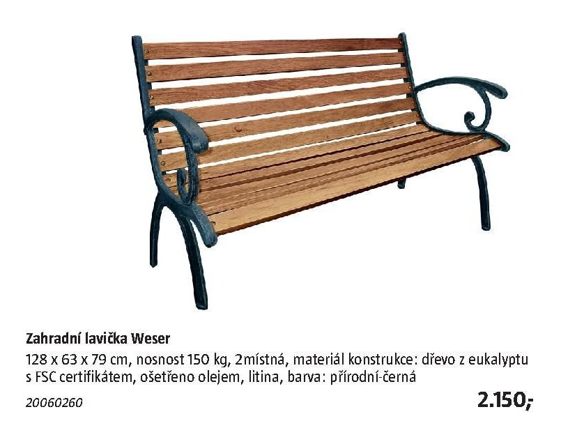 Zahradní lavička Weser