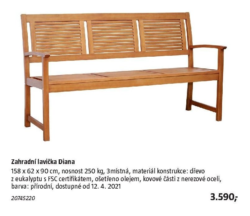 Zahradní lavička Diana