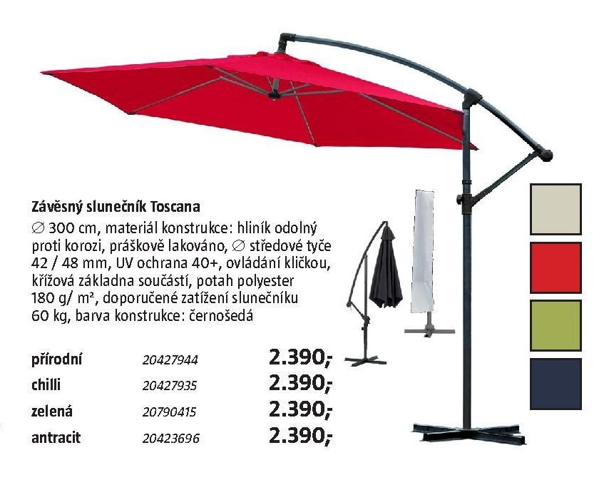 Závěsný slunečník Toscana
