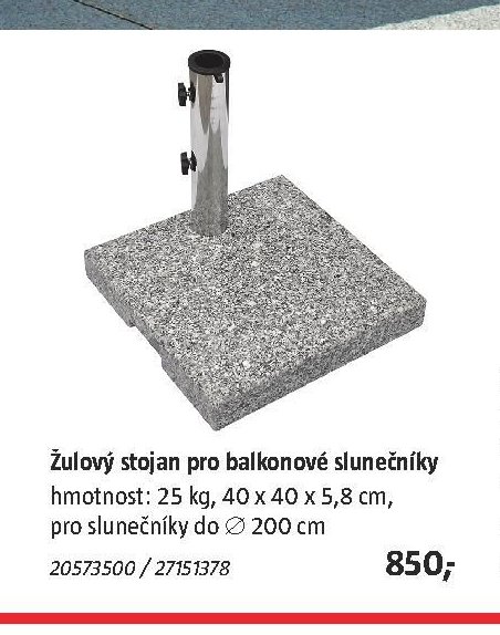 Žulový stojan pro balkonové slunečníky