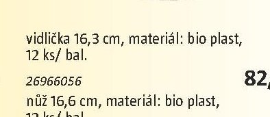 vidlička 16,3 cm, materiál: bio plast, 12 ks/ bal.