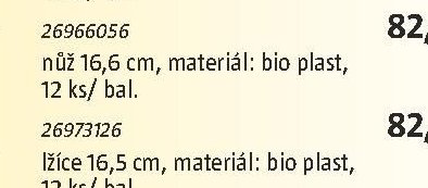 nůž 16,6 cm, materiál: bio plast, 12 ks/ bal.
