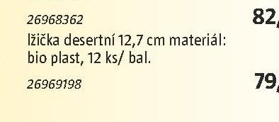 lžička desertní 12,7 cm materiál: bio plast, 12 ks/ bal.