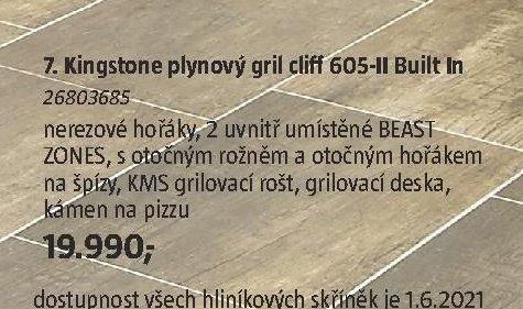 Kingstone plynový gril cliff 605-II Built In
