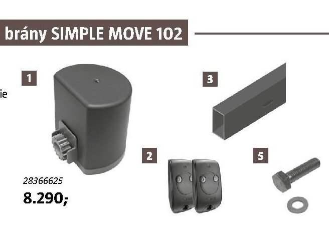 Elektrický pohon pro dvoukřídlé brány SIMPLE MOVE 102