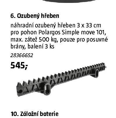 6. Ozubený hřeben