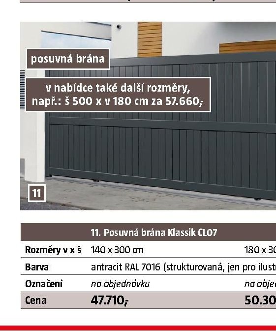 Posuvná brána Klassik CL07 140 x 300 cm