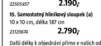 Samostatný hliníkový sloupek (a) 187 cm