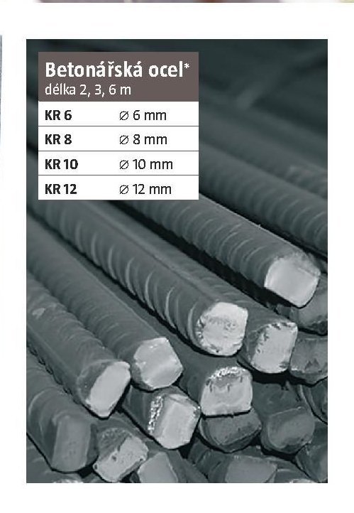 Betonářská ocel KR 6, KR 8, KR 10, KR 12