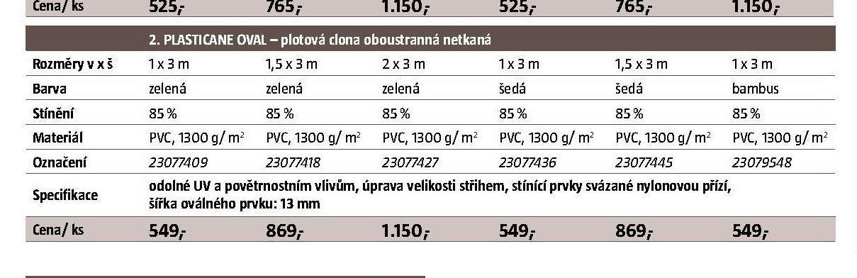 PLASTICANE OVAL - plotová clona oboustranná netkaná