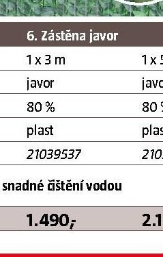 Zástěna javor 1x3m