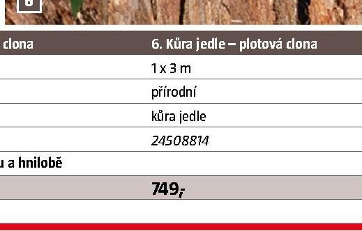 Kůra jedle – plotová clona