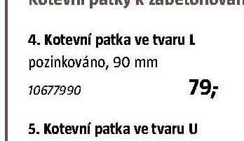 4. Kotevní patka ve tvaru L 90 mm