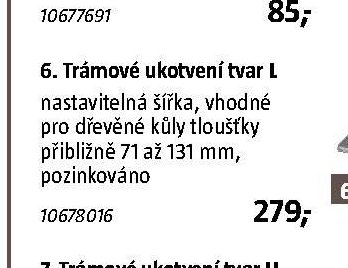 6. Trámové ukotvení tvar L nastavitelná šířka