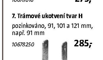 7. Trámové ukotvení tvar H 91, 101 a 121 mm