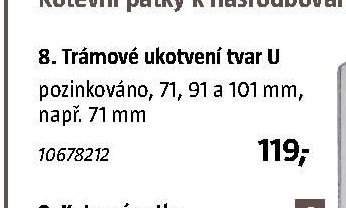 8. Trámové ukotvení tvar U 71, 91 a 101 mm