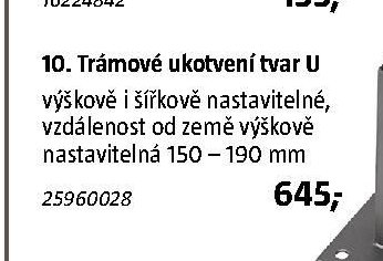 10. Trámové ukotvení tvar U výškově a šířkově nastavitelné