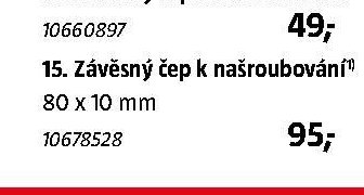 15. Závěsný čep k našroubování 80 x 10 mm